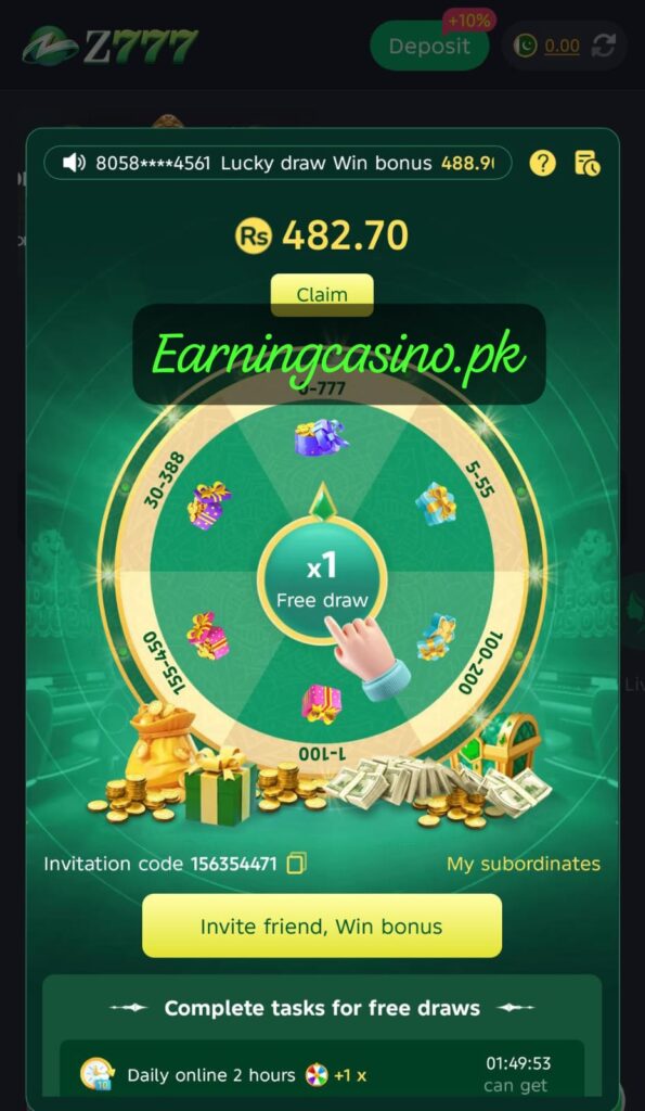 Z777 Game invite bonus