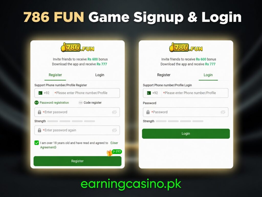 786 fun game sign in and register