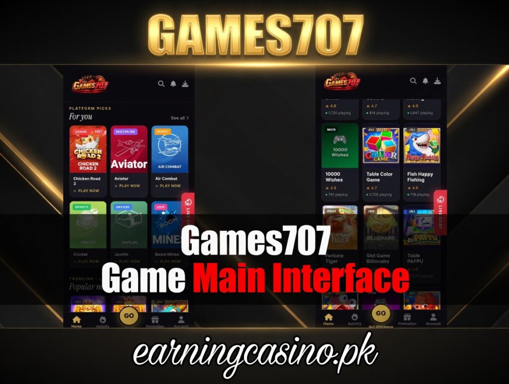 Games707 game interface