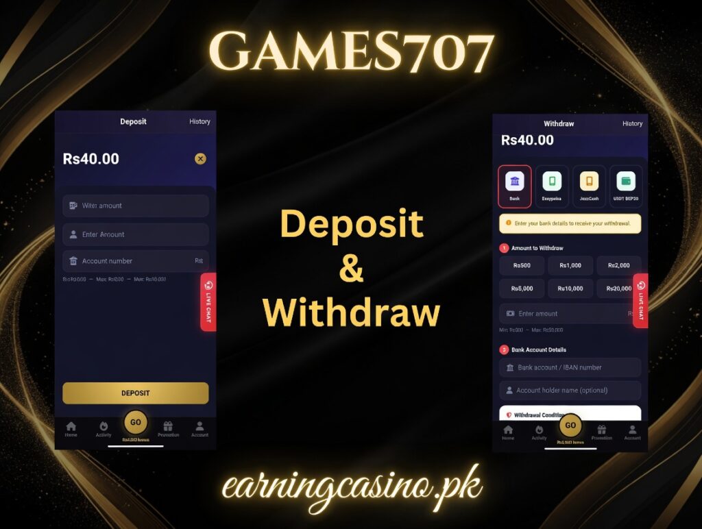 Games707 Game Deposit and withdrawal 