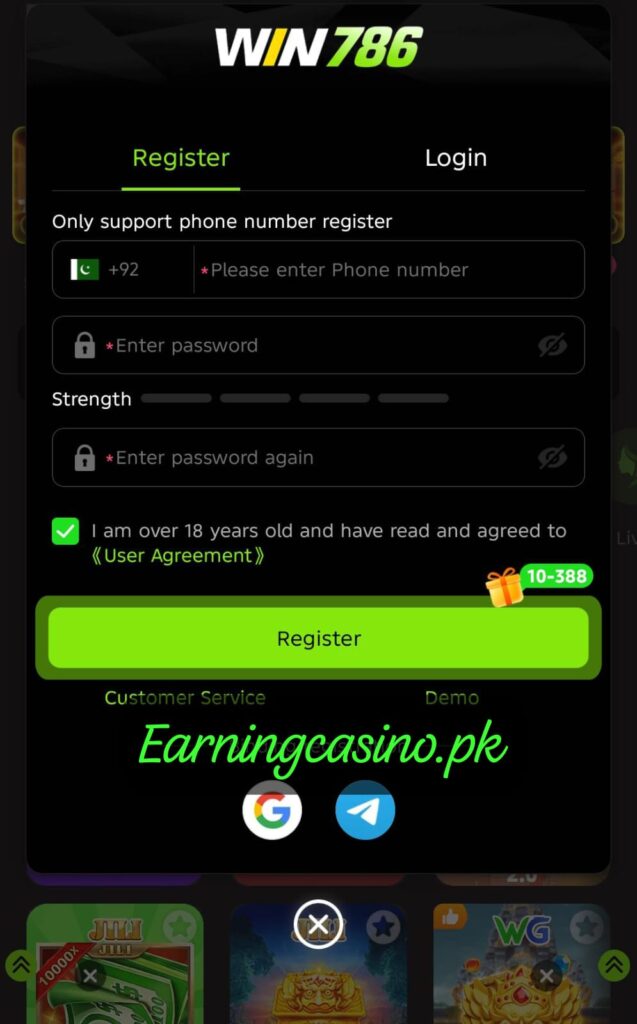 Win786 Game Register and login 
