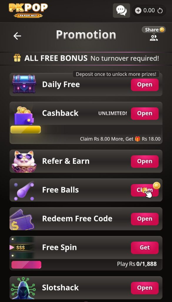 PKPOP Game rewards and bonuses