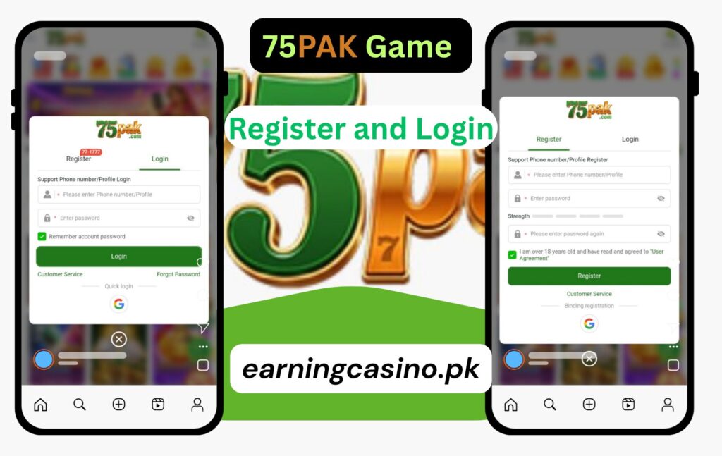 75pak game login and register