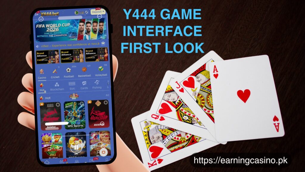 Y444 Game app interface and dashboard